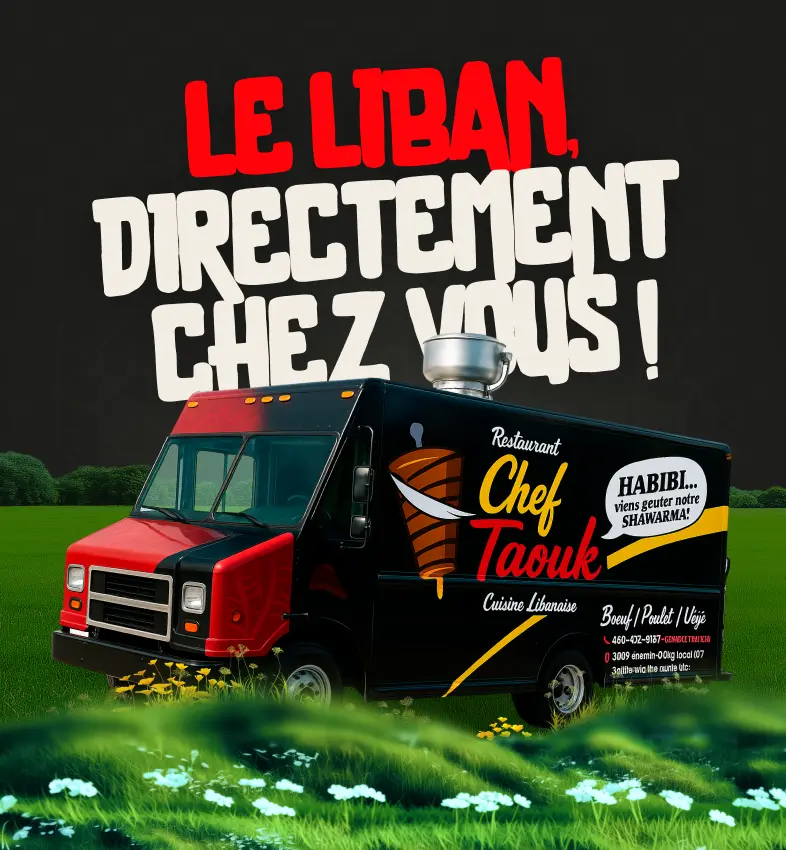 Camion de cuisine Chef Taouk prêt à servir des plats libanais lors d’événements au Québec